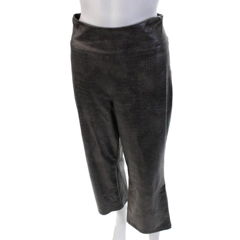 Lola And Sophie Women Cropped Snake Print Black Pants Size 10